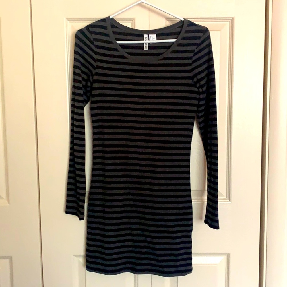 H&M black and gray striped bodycon mini dress